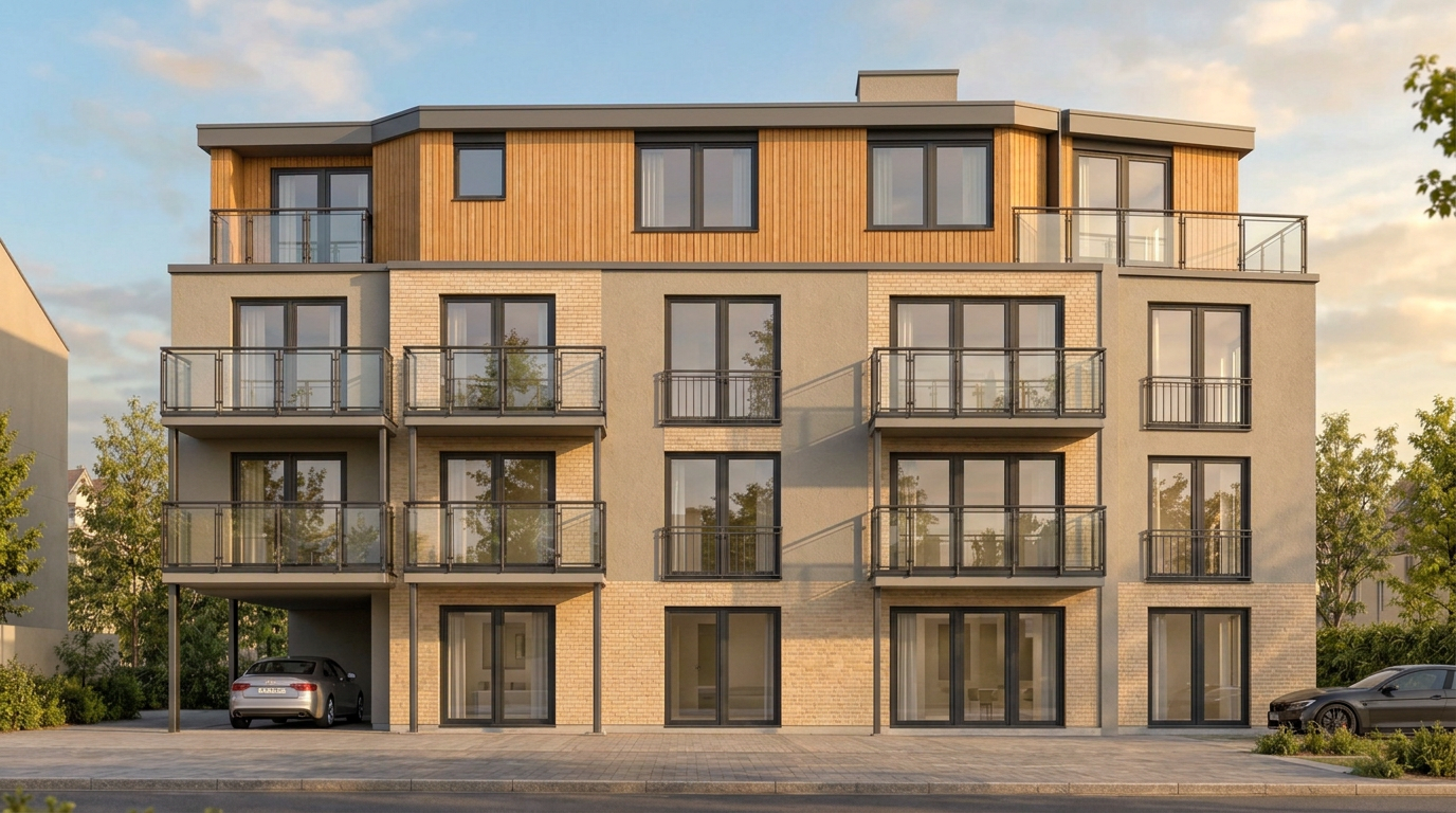Visualisierung Neubau Mehrfamilienhaus Hafenstraße, Geesthacht – Seitenansicht